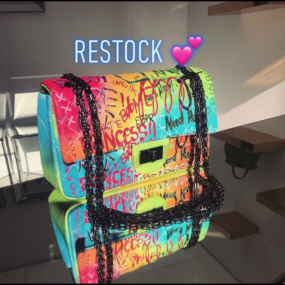 🔥🛍Only 2 left🔥🛍Neon Color Graffiti Handbag🛍🔥 - Picture 2 of 8